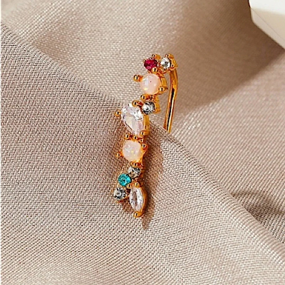 Gold Pearl Cubic Zircon Elegant Ear Cuff Earring